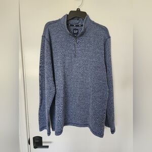 GAP Men's Heathered Blue Zip-Up Sweater